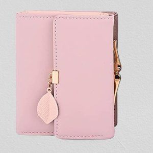 Women  Vegan Leather Pink Folded Coin Purse